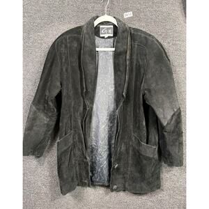 Vintage G-III Leather Blazer Womens Medium Black Suede Global Identity 90s